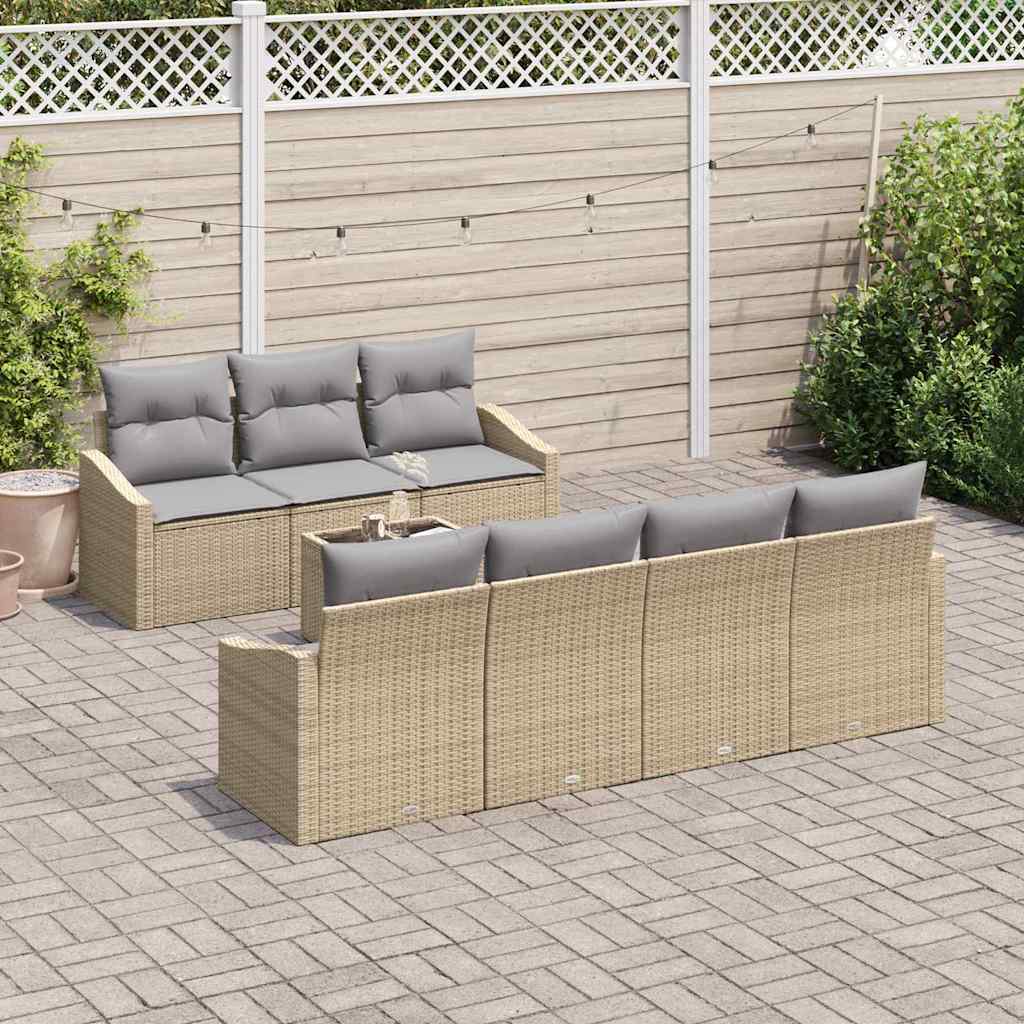 Garten-Sofa-Set mit Kissen 8 pcs Beige und Grau 55 x 55 x 37 cm
